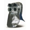 Aluminized fabric hood visor, fixed colorless eyepiece and flip-up tinted eyepiece, long neck cap