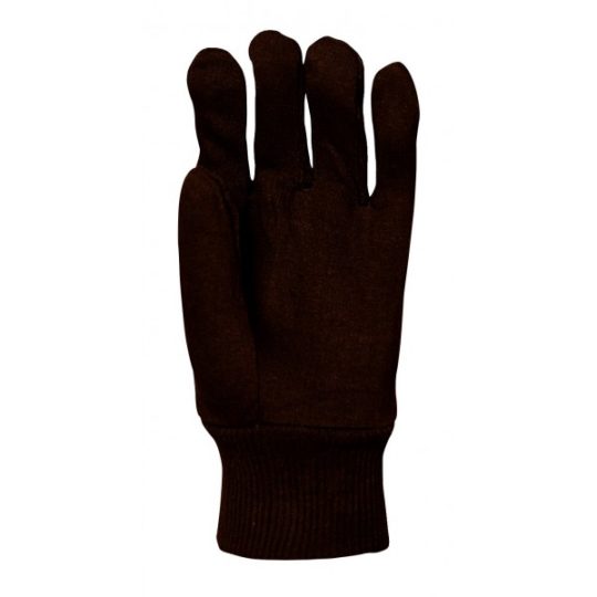 Glove sewn in 100% brown brushed cotton jersey