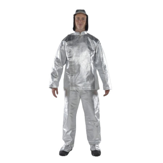 Aluminized Marlan jacket without insulation, Proban cotton lining, side closure with hook-and-loop strip and pressure